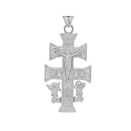 Fine Sterling Silver Caravaca Double Cross Crucifix Pendant