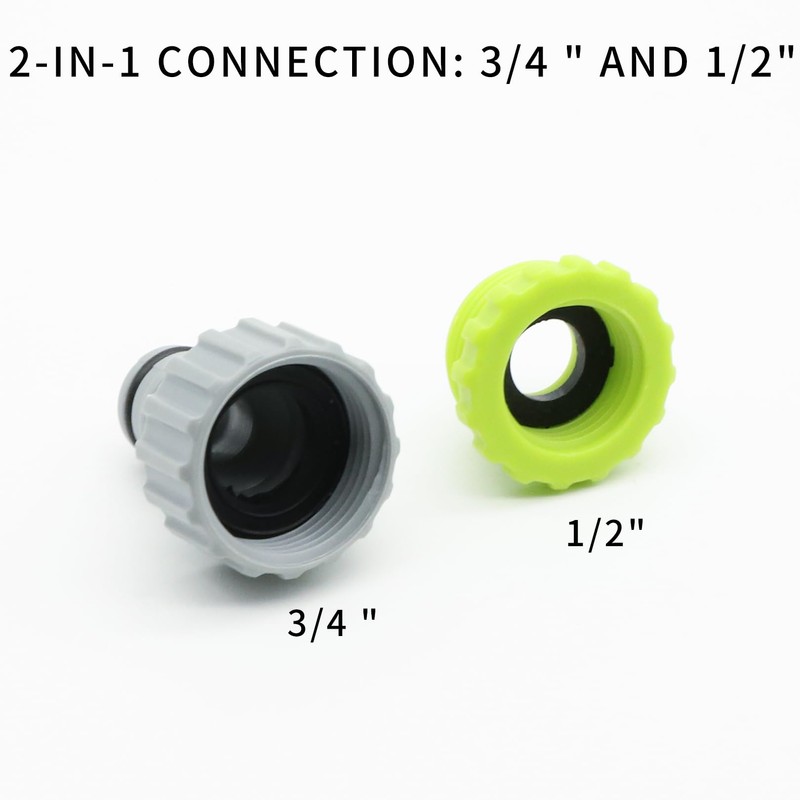 3 Piece Tap Connector, 1/2 Inch 3/4 Inch 2-in-1 Hose