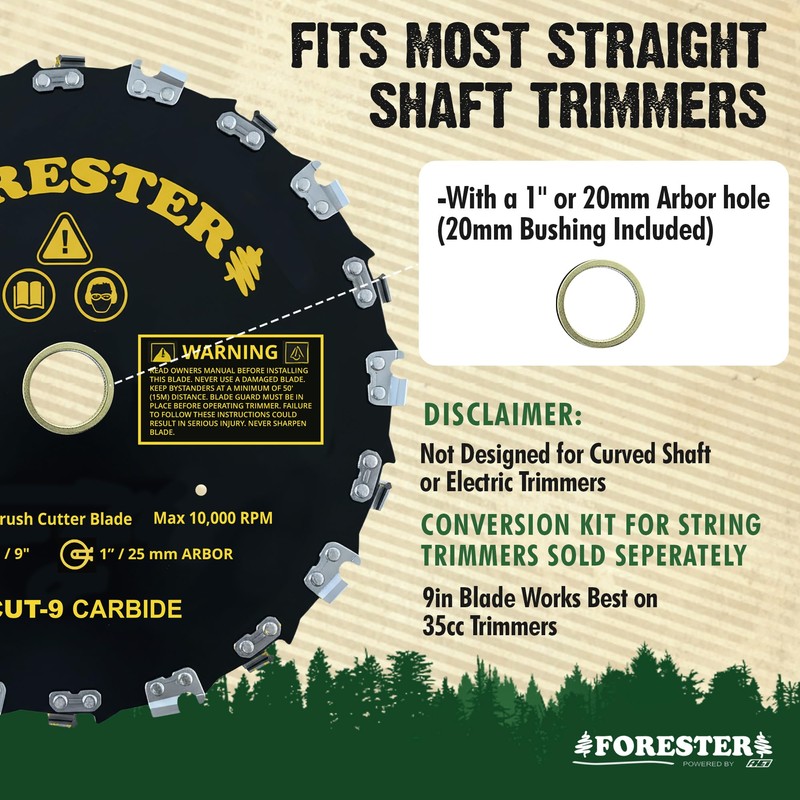 FORESTER Carbide Tip Chainsaw Brush Cutter Blade - 9in x