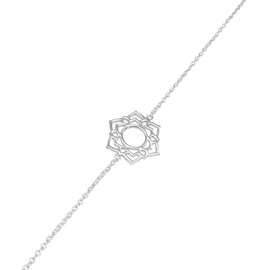 81stgeneration Women's 925 Sterling Silver Flower Crown Chakra Cable Chain Bracelet, 6.5 + 1"