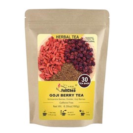 FullChea Té De Bayas De Goji Para Hombres, 30 Unidades X 6 G - Combinación De Té De Hierbas Premium De Cinco Sabores: Bayas De Schisandra, Cuscuta Y Baya De Goji - Favorece La Salud Renal Y Aumenta La