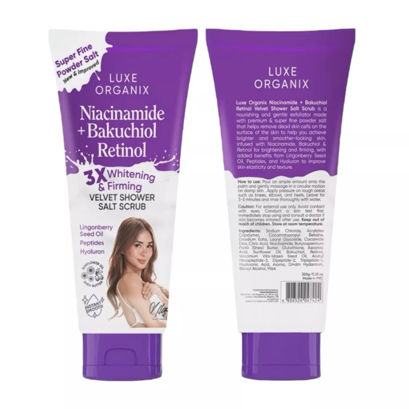 Luxe Organix Niacinamide + Bakuchiol Retinol Velvet Salt Scrub -