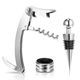 KOCASO 2 * 3Pcs Corkscrew Bottle Opener Set Tool, Foil Cutter Drip Collar Protector, Cork Stopper Wine Bottle Cap Opener