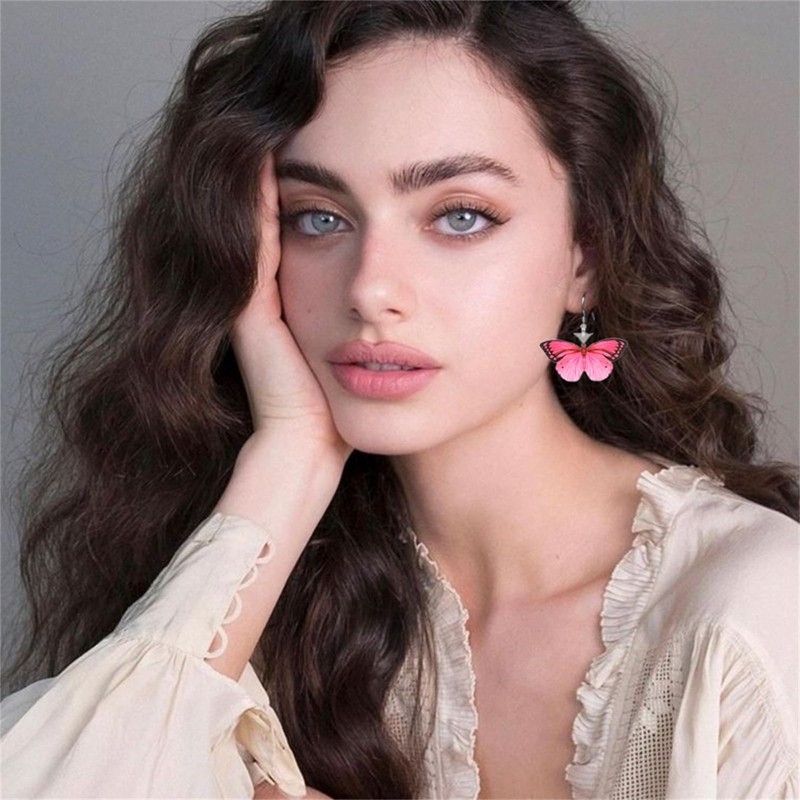 WCRAZYE Colorful Butterfly Dangle Earrings Insect Moth Wing Acrylic Earrings