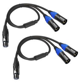 Smithok 2pack XLR Y Splitter Cable,XLR Female to Dual XLR Male Y Cable (XLR Splitter 1 Female to 2 Male),Balanced Microphone Splitter Cord Audio Adaptor - 1.6ft /0.5m