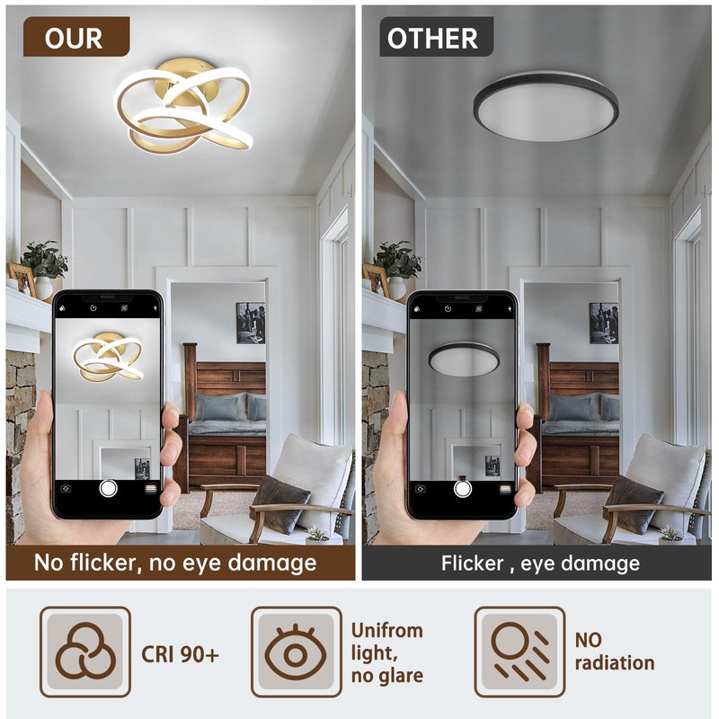 CANEOE Gold Led Hallway Light, 6000K Modern Led Ceiling Light