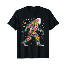 Floral Bigfoot Sasquatch Retro Colorful Flowers Gifts Funny T-Shirt