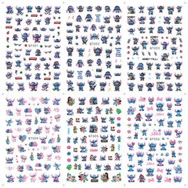 6 Sheets Cute Nail Art Stickers Self-Adhesive 3D Nail Sticker Cartoon Nail Decals Kawaii Party Favors Nails Decoration Gifts for Girls Women Nail Art Design Sticker
