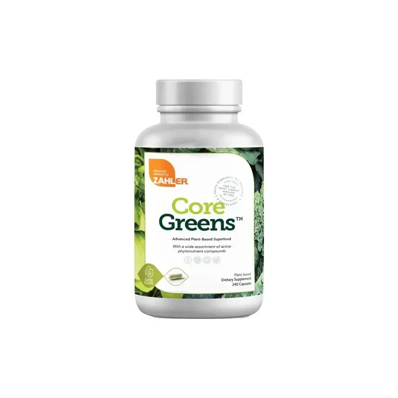Zahler Core Greens, Suplemento de Plantas en Cápsulas Vegetarianas Sin