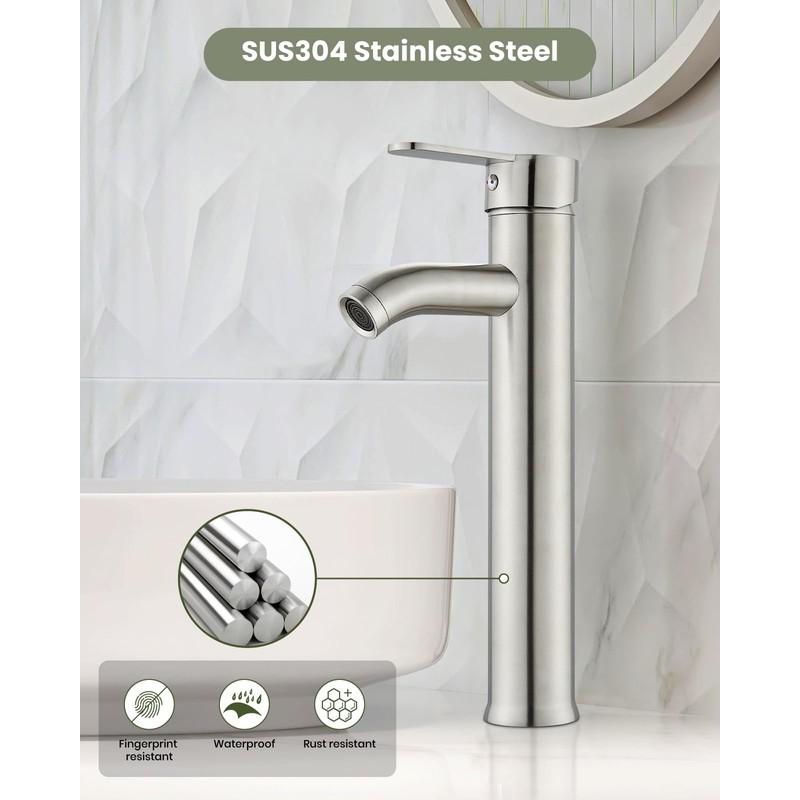 gotonovo Vessel Sink Faucet Modern Tall Bathroom Faucet Single Handle