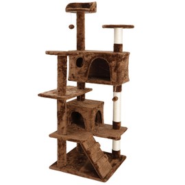 HomGarde 53-in Cat Tree Tower Playing House Condo Scratching Post Brown