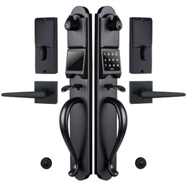 NEWBANG HARDWARE Keypad Deadbolt and Dummy for Double Front Door, Heavy Duty and Matte Black Finish, USMDHST2018DB-E-SET