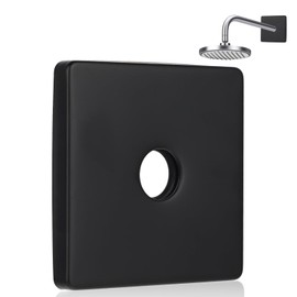 Shower Arm Flange 3.5 Inch Large Square Escutcheon Cover Plate for Shower Head Arms Universal Plumbing Cover Plates Replacement for Covering Gaps Holes (Matte Black)