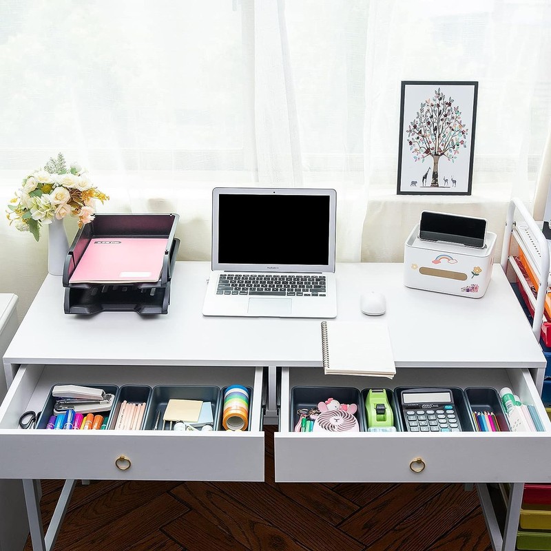 Gonice 13 Pack Black Plastic Drawer Organizer Tray, Interlocking Desk