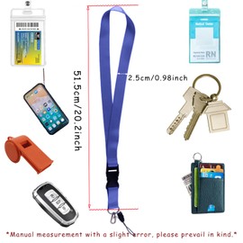 MOODKEY 1PC Wide Neck Lanyard Detachable Solid Color Lanyard Badge Neck Straps (dark blue)