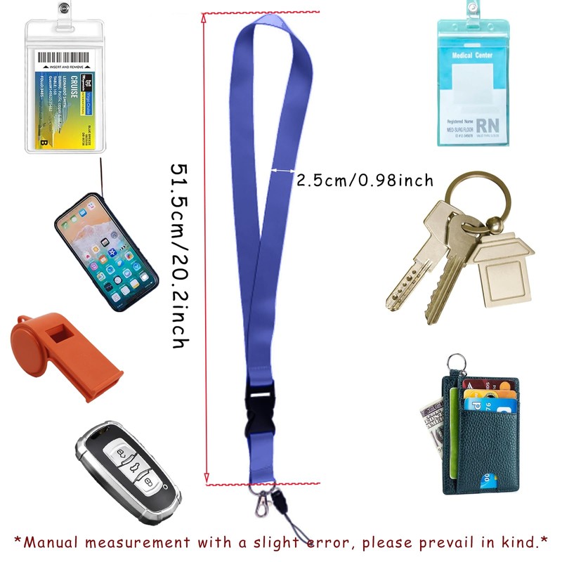 MOODKEY 1PC Wide Neck Lanyard Detachable Solid Color Lanyard Badge