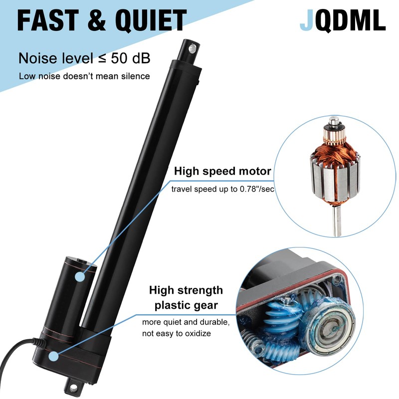 JQDML 12V Linear Actuator 176lbs/800N 0.78"/s High Speed Linear Actuator