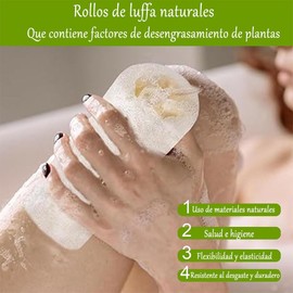 3 Piezas Esponja Natural de Lufa, Exfoliante Corporal Lumbor37, Cepillo de Ducha Exfoliante de Limpieza Profunda para Cara y Cuerpo Que