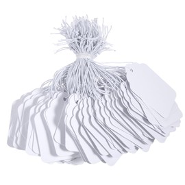 200 Piece White Gift Tags Small Price Tags with Elastic String 1.38×1.77inch Writable Blank Label Display Tag Marking Shipping Label for Clothes Jewelry Product Price Marking