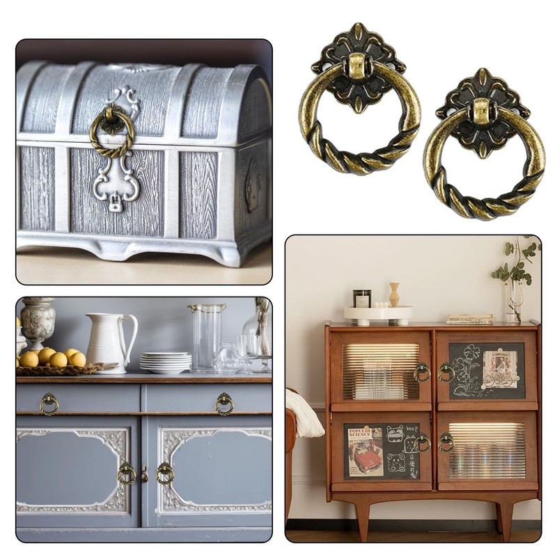 JINXM 10pcs Vintage Pull Ring Antique Pull Handles Knobs for