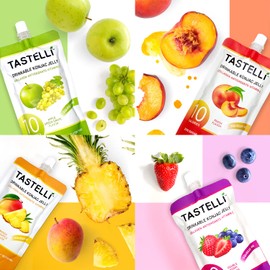 Tastelli Konjac Jelly Infused with Collagen + Vitamin C + Antioxidants / 10 Calories, Vegan, Zero Sugar/Healthy Drinkable Dessert Pouch / (Variety Pack) - 150mL x 18 Pouches
