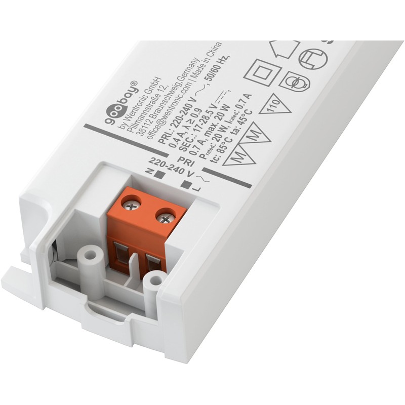 Goobay 65584 LED Transformer 350 mA/20 W/LED Transformer for Constant