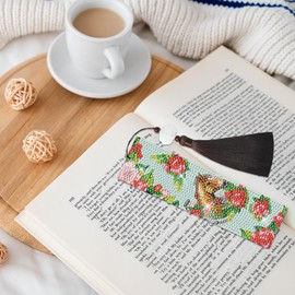 Diamond Painting Art Bookmarks Kit - 6 PCS Flower Horse Diamond Art Bookmark Set DIY Diamond Painting by Numbers Farmhouse Bookmark Christmas Horse Decor Gift for Beginner Horse Lover Cowgirl