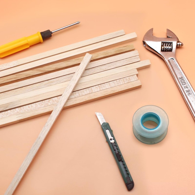 Benvo Balsa Wood Sticks Square Wooden Dowels Unfinished Hardwood Strips