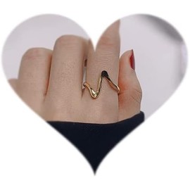 Wave Knuckle Ring Half Open Arc Index Ring Simple Band Punk Mini Finger Ring Jewelry for Women Teens Girls (Silver, Adjustable)