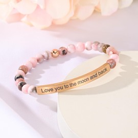 cusurlove Inspirational Bracelets for Women,Christian Bible Verse Faith Jewelry, Religious Jesus Prayer Gift for Sister, Friend, Healing Spiritual Encouragement (Love You to The Moon and Back)