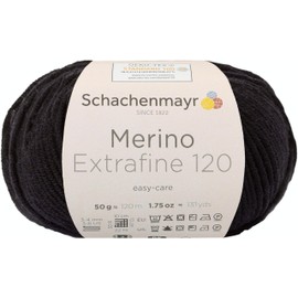 Schachenmayr Merino Extrafine 120, 50 g, Black Hand Knitting Yarn