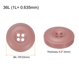 HARFINGTON 10pcs 36L Sewing Buttons 7/8"(23mm) Resin Round Flat 4-Hole Craft Buttons for Coats Sweater Sewing Clothing and DIY, Dark Pink