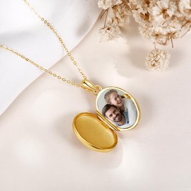 YFN Gold Locket Necklace Gold Plated Sterling Silver Locket Necklace that Holds Pictures Tree of Life Locket Pendant Jewelry for Women