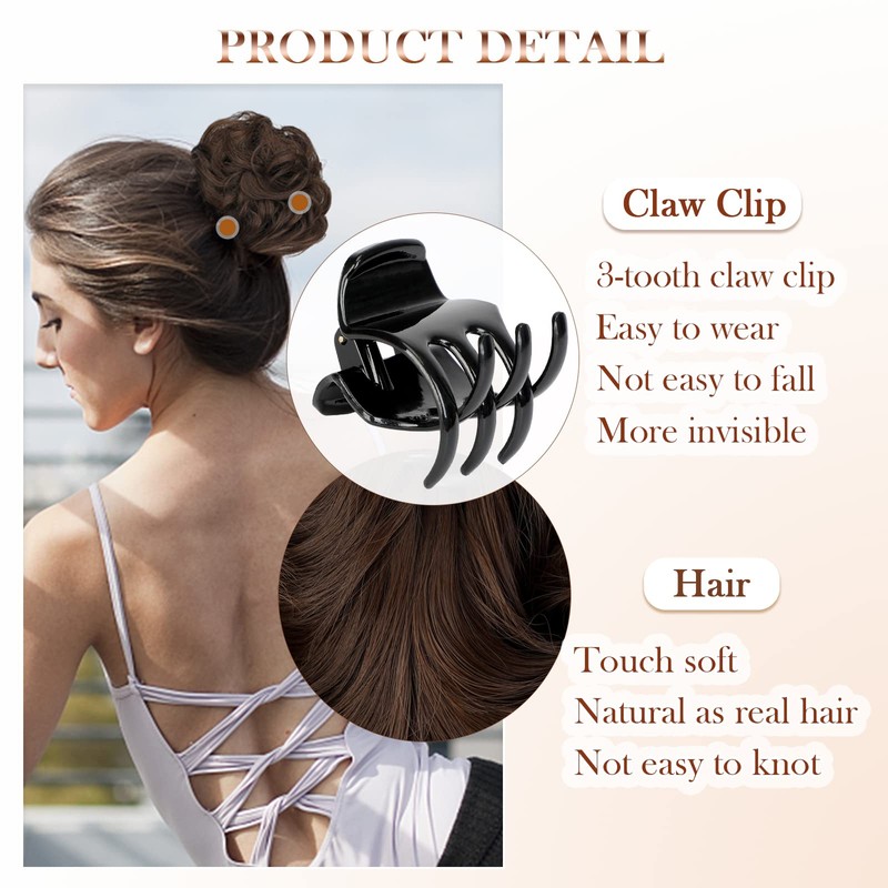 Wodelanle Claw Clip Messy Bun Hair Piece Wavy Hair Bun