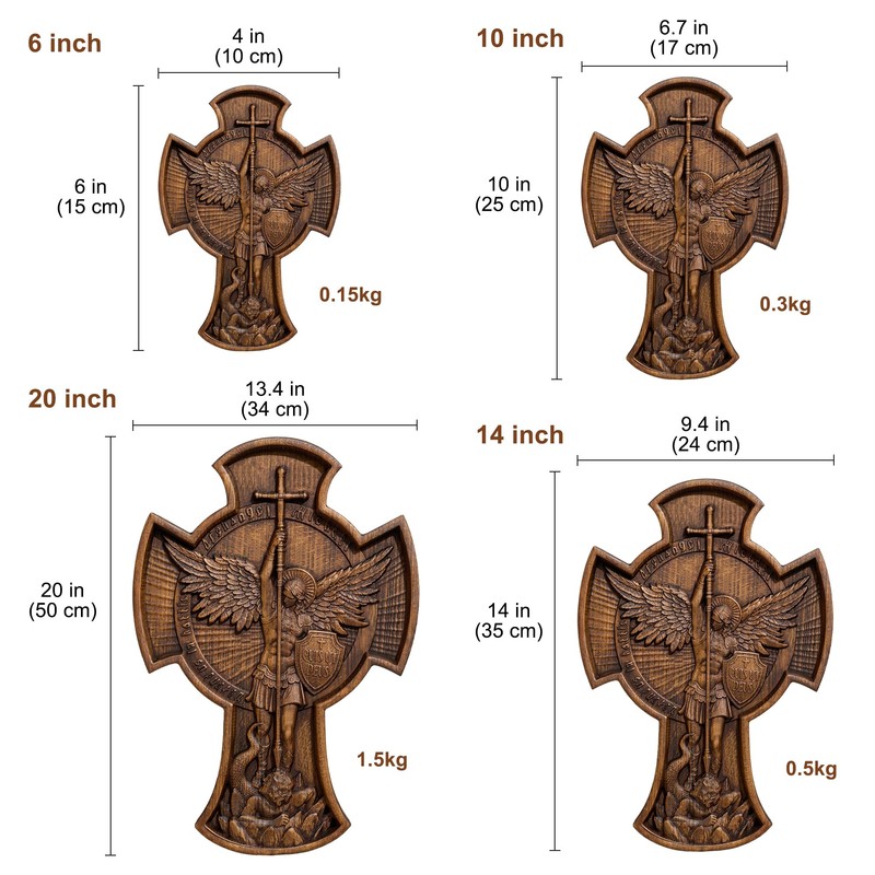 BGCOPPER Archangel Saint Michael Cross Wooden Cross Wall Decor -