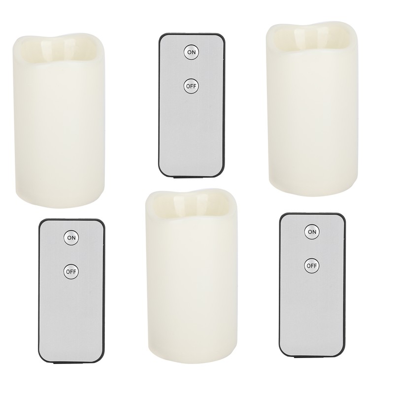 3pcs Electronic LED Candles Plastic Flameless Flickering Pillar Fake Candles