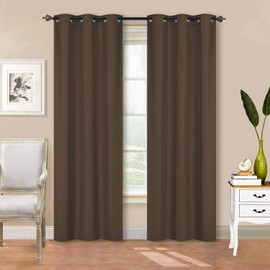 Better Home Style 2 Piece Solid Color 100% Blackout Room Darkening 2 Panels Window Treatment Curtain Insulated Drapes for Any Window with Grommets M3784 (Brown/Coffee, 2 Panels 36" W X 84" L Each)