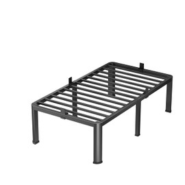 VIPSHOW 18 Inch Twin Heavy Duty 3500 lbs Bed Frame with Round-Corner Legs & Anti-Squeak Design – Quick Assembly Metal Platform, No Box Spring Needed