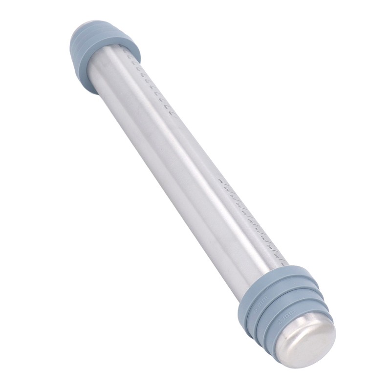 Rolling Pin Dough Roller Stainless Steel with 4 Silicone Guide