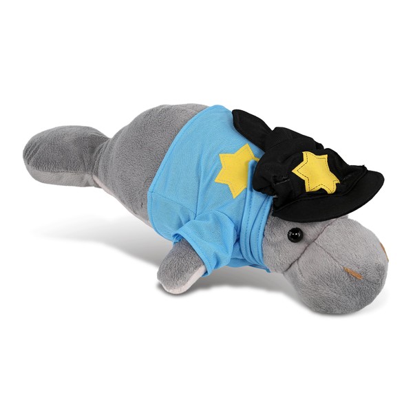 DolliBu Grey Manatee Police Officer Plush Toy Super Soft Manatee