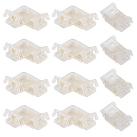 12 Pieces 2-Pin 8 mm COB LED Strip Connector Set 8 Pieces LED Corner Connector and 4 Pieces Transparent Centre Connectors, Gapless Solderless Plug, Strip Connector for LED Strips 12 V 24 V