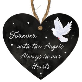 Memorial Plaque – "Forever with the Angels, Always in Our Hearts" – Elegant Sympathy Keepsake – Thoughtful Remembrance Gift for Grieving Loved Ones, Hanging Wall Plaque (Dove)