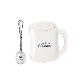 Mud Pie Home Kitchen Circa Coffee Break Coffee Mug Spoon Rest Sets 42600445 (Too hot to handle) (42600445T)