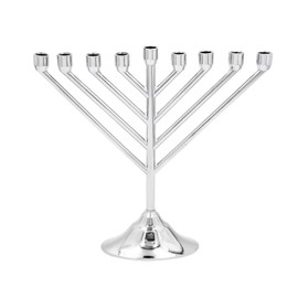 The Dreidel Company Hanukkah Menorah Rambam Design for Chanukah, Candles Sold Separately (Silvertone)