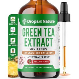 Green Tea 10:1 Extract 50% EGCG - Green Tea Liquid Drops - Vegan, 4X More Powerful Than Pills & Capsules - 2oz Antioxidant & Immune Supplement - Skin,