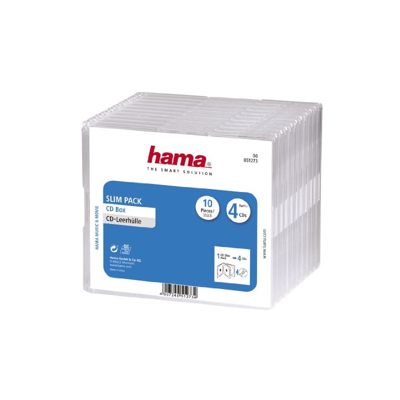 Hama Slim 4 CD Jewel Case, pack of 10 -