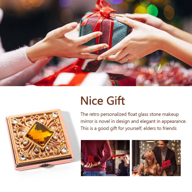 HAPUTDY Mini espejo de maquillaje elegante, portátil 1X/2X lupa (rosa)