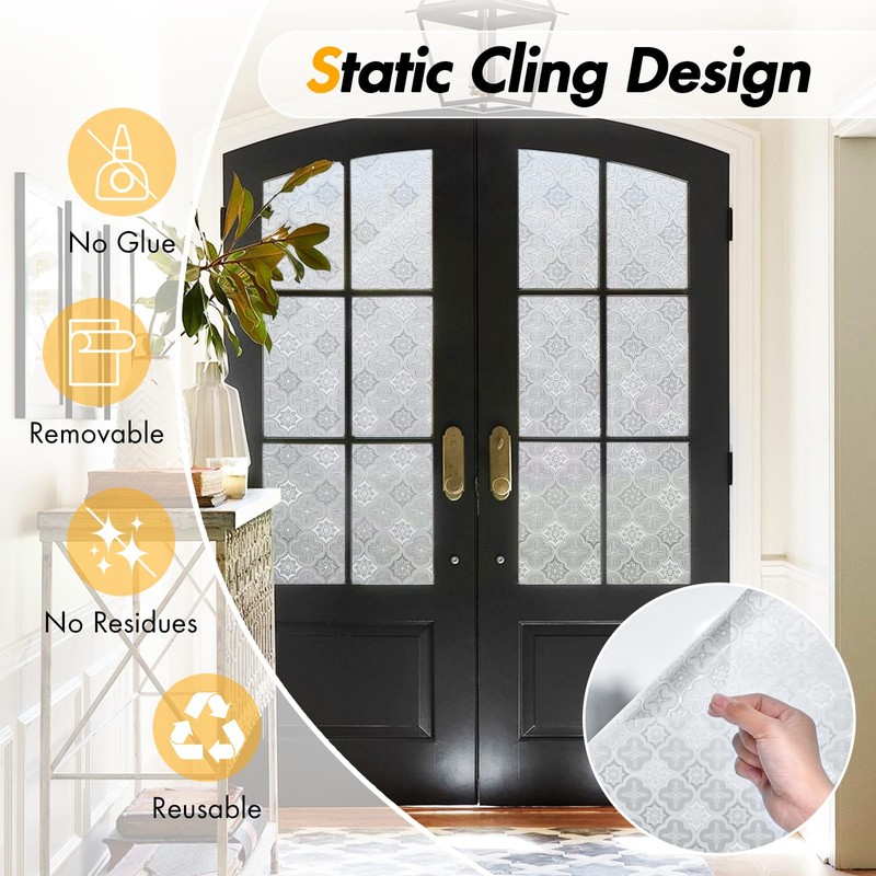 Alvorox Window Privacy Film, Stained Glass Window Film UV Sun