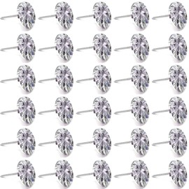 30Pcs 25mm Rhinestone Sew Buttons Diamond Clear Crystal Upholstery Nails, Rhinestone Tacks Sofa Headboard Nails Sew Buttons Tack, Furniture Tacks Sofa Wall DIY Crafts Decoration