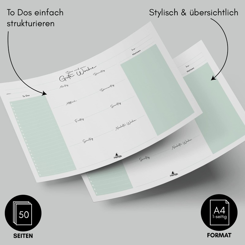 Weekly Planner Notepad A4 with 50 Sheets I ToDo List